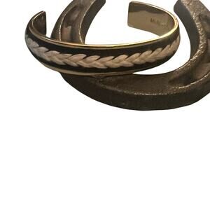 Vtg Stella & Dot Bracelet Mother Sister Daughter Black Cream Cuff Workwear Party
